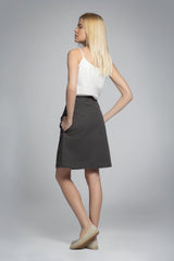 Organic cotton and linen-blend canvas midi skirt in graphite